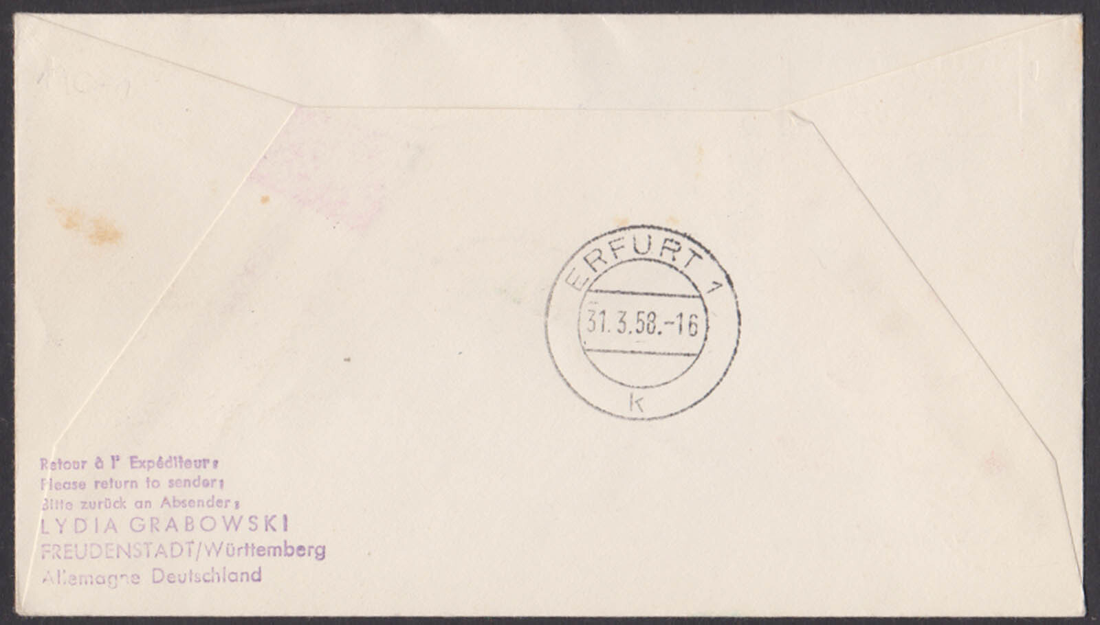 Saar Germany - 1958 Lufthansa Dresden to Erfurt - First Flight Cover ...