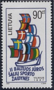 Lithuania 1997 MNH Sc 578 90c Ships, flags as sail Baltic Sea Games