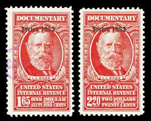 Scott R635, R637 $1.65 & $2.20 1953 Dated Red Revenues Used F-VF+ Cat $10.50
