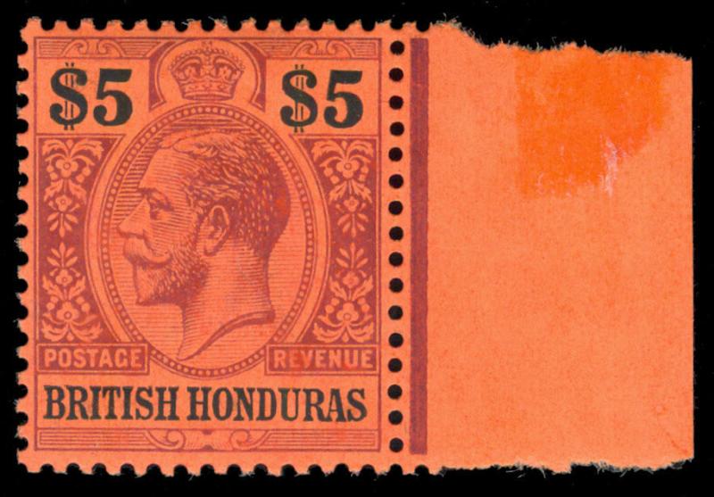 MOMEN: BRITISH HONDURAS SG#110 1913-21 MINT OG *NH* MARGIN COPY