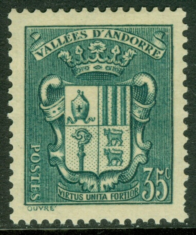 EDW1949SELL : FRENCH ANDORRA 1938 Scott #73 Key value. VF, Mint OG. Catalog $65.