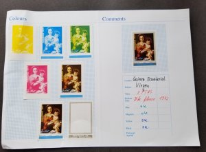 Guinea Equatorial Painting 1972 Printing Color Proof Imperf Stamp Folio) *c scan