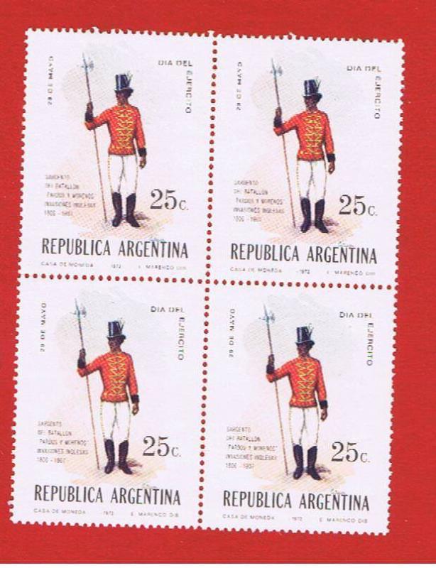 Argentina #974 MNH OG   block of 4 Army Day   Free S/H