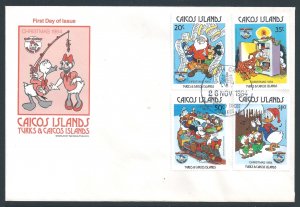 Caicos #54-6, 58 (FDC) Disney - Christmas '84