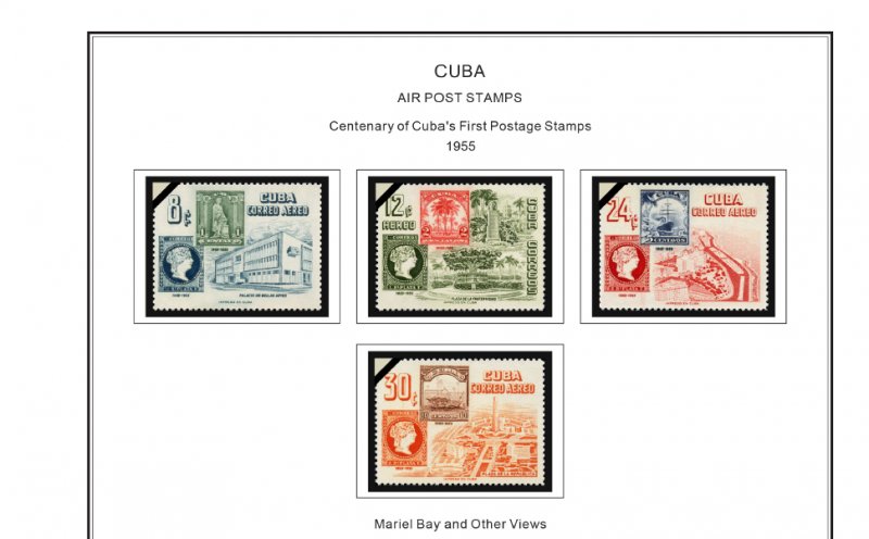 COLOR PRINTED CUBA AIRMAIL 1927-1980 STAMP ALBUM PAGES (56 illustrated pages)