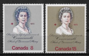 1973 Canada 620-21 Royal Visit MNH C/S of 2