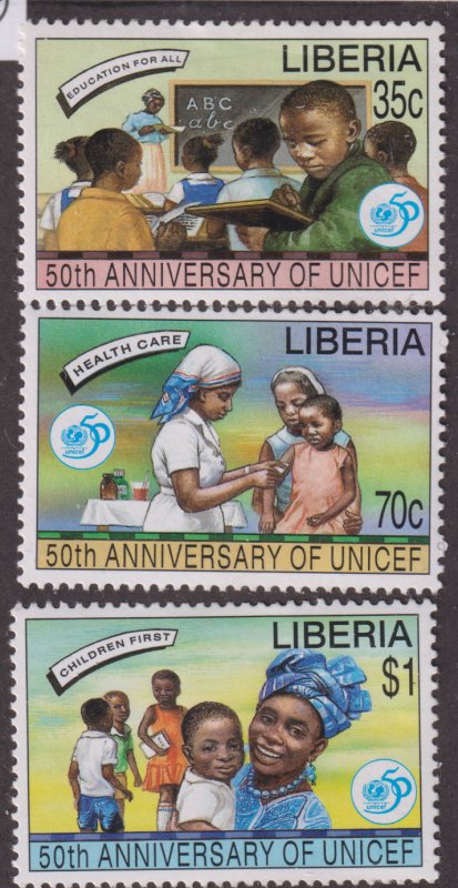 Liberia 1217-1219 UNICEF, 501h Anniv 1996