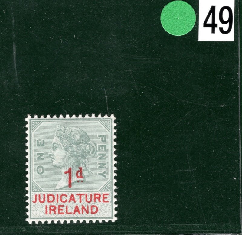 GB IRELAND QV REVENUE Stamp 1d Surcharge (THIN) JUDICATURE Mint MNH GR2WHITE49