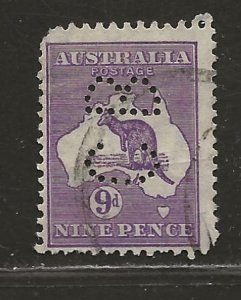 AUSTRALIA SC# 122 PERFIN CANCEL   F/U