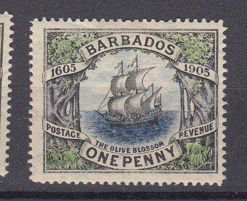 J39728, JL Stamps 1906 barbados mh #109 ship orange blossom