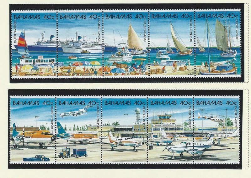 Bahamas mh strips of five S.C. 634-635