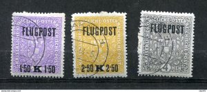 Austria 1918 Air Post  Overprint Used Grey paper  Sc C1-3 CV $60 14794