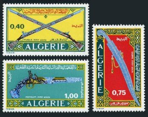 Algeria 444-446,lightly hinged.Michel 553-555. Weapons 1970.Saber,Guns,Pistol.