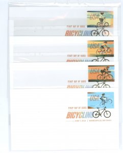 US 4687-4690 Bicycling; each stamp on unaddressed first day of issue (4) cover.