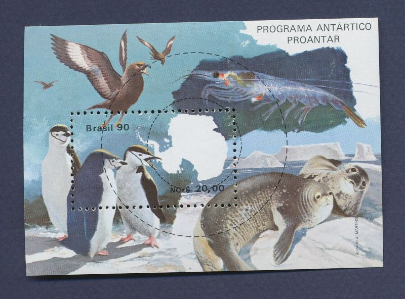 BRAZIL - Scott 2235  - MNH  S/S - Antarctica, Penguin, Birds - 1990