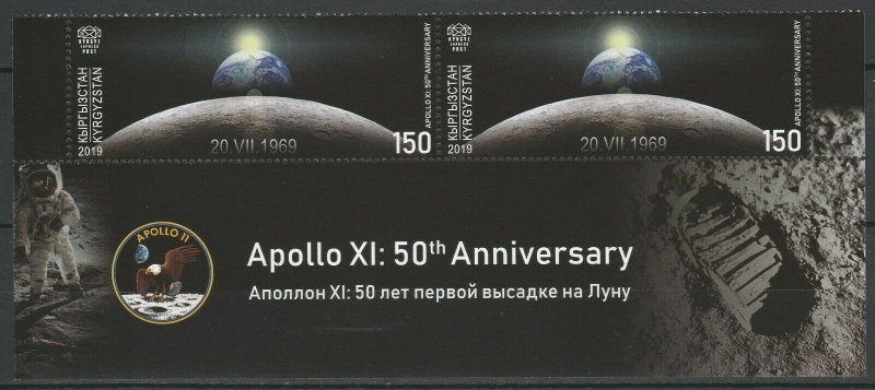 Kyrgyzstan 2019 Space, Apollo 11 50th Anniversary Moon Landing MNH Se-tenant