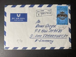 1982 Registered State of Qatar Airmail Cover Doha to Frankfurt Germany