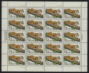 1990 BOBCAT $2 Sc 2482 MNH full sheet of 20 plate number 1111-1