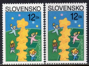 EUROPA 2000 - Slovakia - Children build star tower - Different Paper - MNH Set