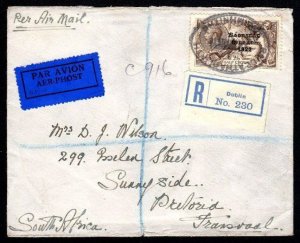 1928 2/6 from the perfect R plate, on a 1931 reg. airmail cover to Pretoria