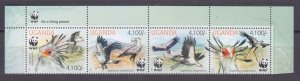 2012 Uganda 3000-3003strip+Tab WWF / Birds 16,00 €