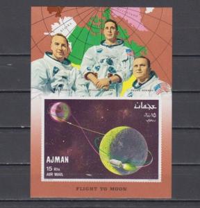 Ajman, Mi cat. 340, BL68 B. Flight to the Moon, IMPERF s/sheet.