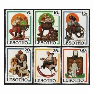 Lesotho 344-349,350,MNH.Michel 348-353,Bl.10. Christmas 1981.Norman Rockwell. 