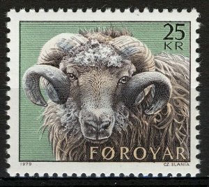 Faroe Islands 1979, Sheep 25Kr Highvalue VF MNH. Mi 42 cat 7,5€