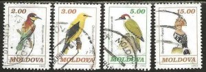 Moldova, Scott # 75-77, 79, used. partial set.  Birds.  1993.  (M89)