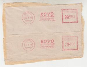 CZECHOSLOVAKIA, 1950 part parcel front, Prague KOVO Meters 99.900k. & 284k.