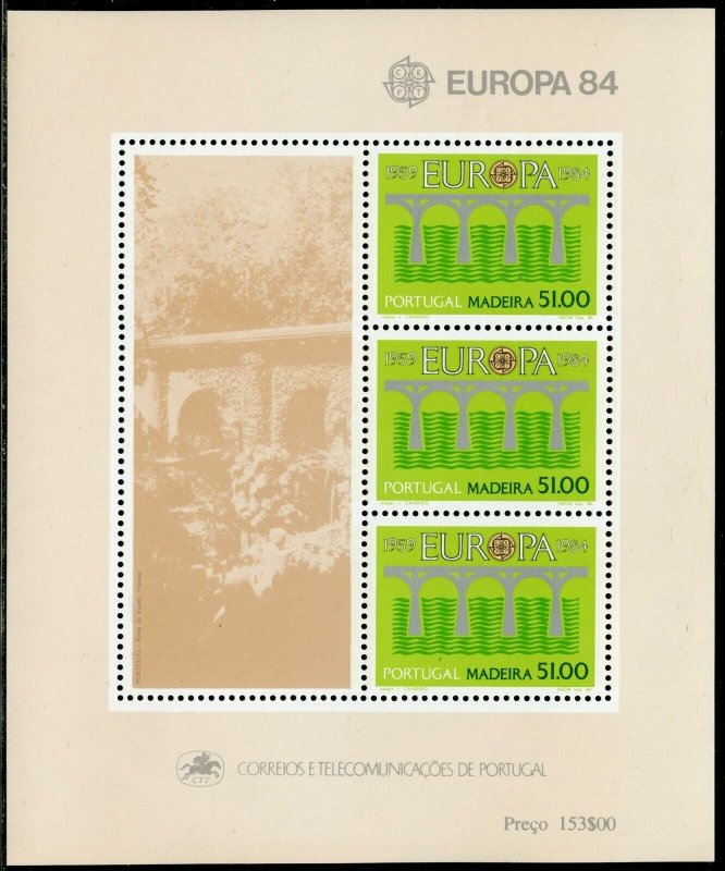 PORTUGAL MADEIRA  SCOTT#94a 1984  EUROPA  SOUVENIR SHEET MINT NEVER HINGED 