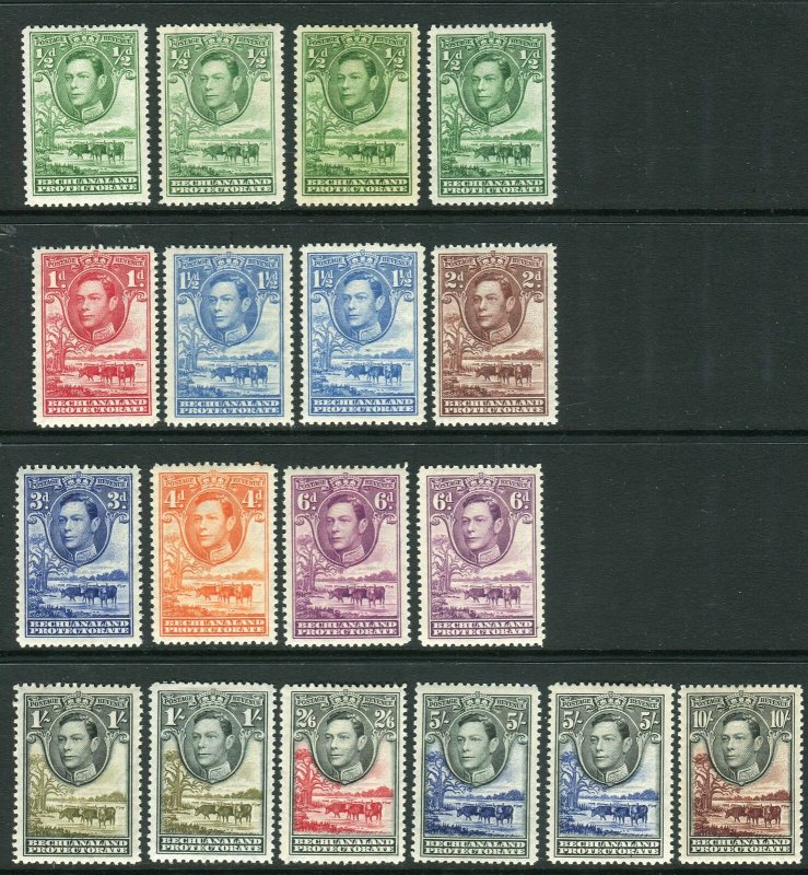 BECHUANALAND-1938-52  A mounted mint set to 10/- including all additional listed