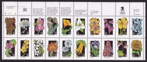 Scott #2647-2666 WildFlowers Top Block of 20 Stamps - MNH P#P4444