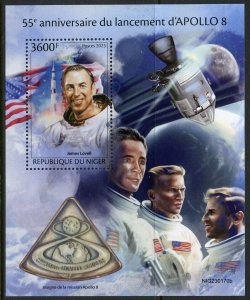 NIGER 2023 55th ANNIVERSARY OF THE LAUNCH OF  APOLLO 8 SOUVENIR  SHEET MINT NH