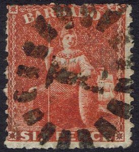 BARBADOS 1861 BRITANNIA 6D NO WMK PERF 14 TO 16 USED