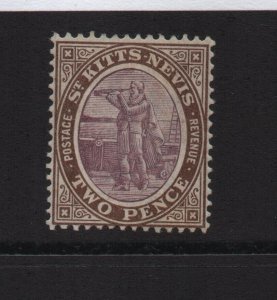 St Kitts & Nevis 1903 SG3 2d 14 perf CA watermark - mounted mint