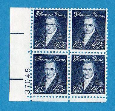 Scott #1292a DG 40c Paine Plate #37045 LL Plate Block MNH