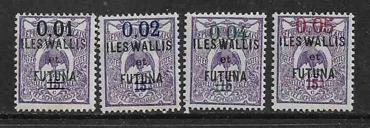 WALLIS & FUTUNA ISLANDS  29-32 MINT HINGED, SURCHARGED STAMPS 1922