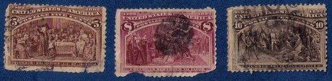 US 1892 Columbian Expo Issue Lot Scott Nos.230,231,233(2ea)And Sc 234.236,237