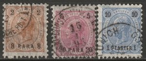 Austria Offices Turkey 1890 Sc 20,22-3 partial set used