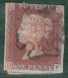 GB QV 1841 PENNY RED Imperf Stamp 1d (DF) MALTESE CROSS MX Used Cat £60+ ORED105