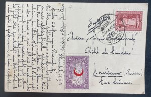1931 Galata Turkey RPPC Postcard Cover To Montreux Switzerland City Sunset