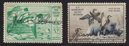 US Sc RW16, RW19 used 1949/51 Duck Stamps, 2 diff