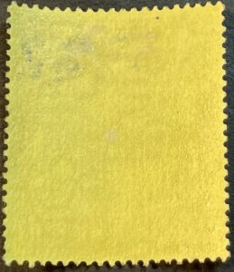 MALTA # 61-USED----SCARLET & GREEN ON YELLOW PAPER----1914-21