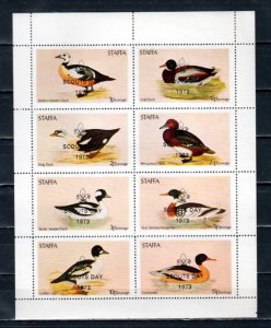 Staffa Scotland Local. 1973 issue. Ducks sheet of 8 o/printed Scouts Day. ^