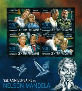 Central Africa 2013 - Nelson Mandela 95th Birthday, In Memoriam - Sheet of 4 MNH