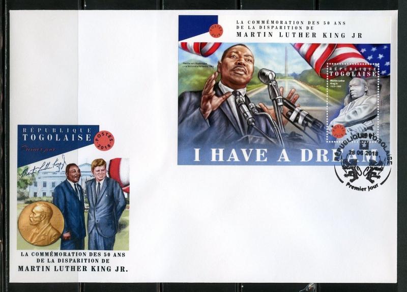 TOGO 2018  50th MEMORIAL  ANNIVERSARY OF MARTIN LUTHER KING Jr. S/ SHEET  FDC