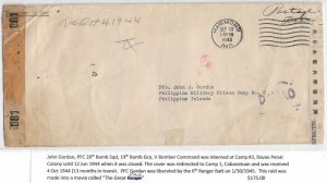 Hammond, IN to Philippines POW Camp #2, Davao Penal Colony 1943 Censored (C5095)