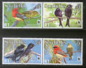 Seychelles 2008 WWF Aldabra Drongo Red-headed Fody Birds Wildlife Animal MNH 424