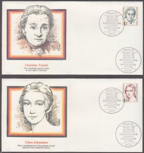 GERMANY (BERLIN) Sc # 9N520,2 SET of 2 FDC FAMOUS GERMAN WOMEN